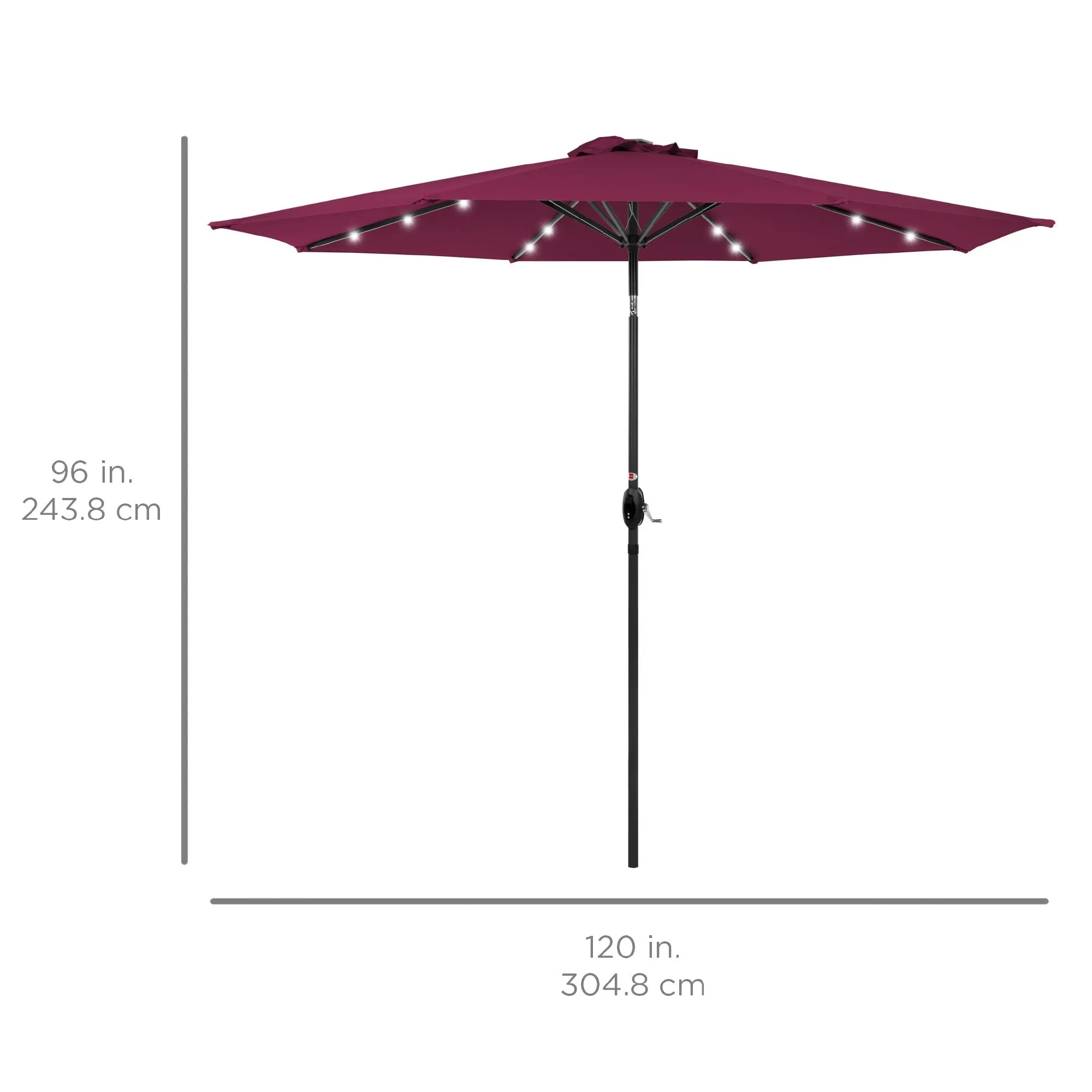 10ft Solar Patio Umbrella w/ USB Charger, Portable Power Bank