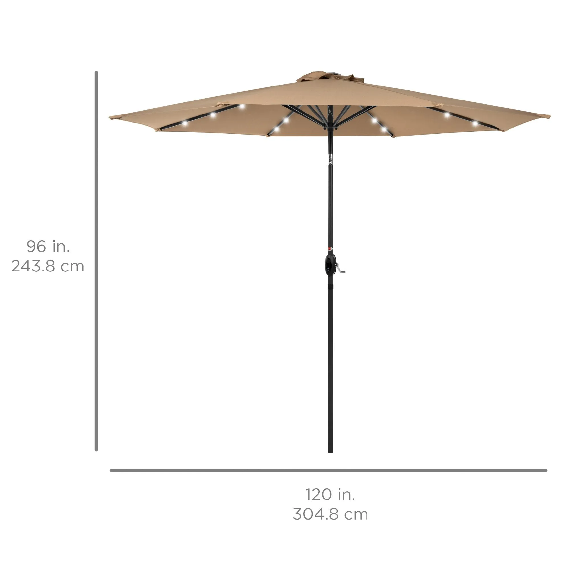 10ft Solar Patio Umbrella w/ USB Charger, Portable Power Bank