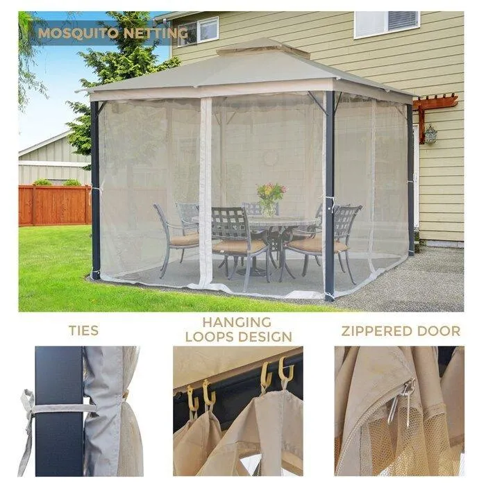 10X10FT Softtop Metal Gazebo,Sturdy Heavy Duty Double Roof Canopy,Galvanized Steel Design Outdoor Tent