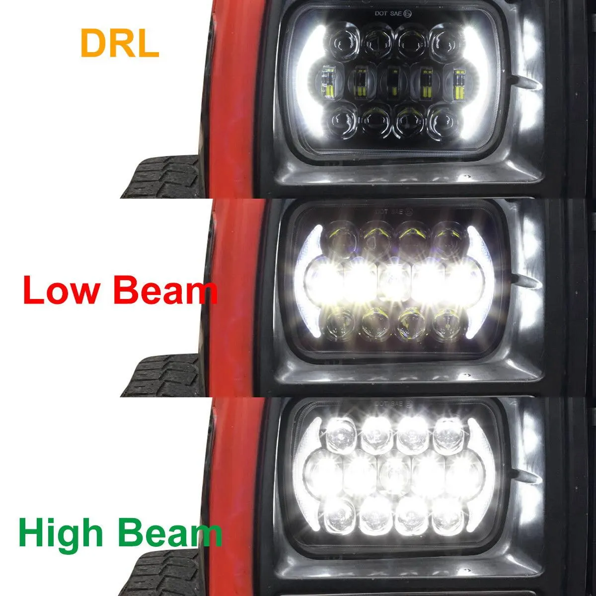 2Pcs 5x7 Led Headlights 7x6 Led Sealed Beam Headlights with Angel Eyes DRL High Low Beam C4 Corvette H6054 6054 Led Headlight Compatible with Jeep Wrangler YJ Cherokee XJ H5054 H6054LL 6052 6053