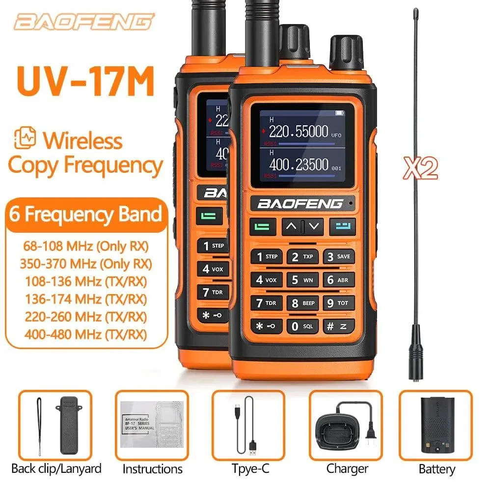 2x Baofeng UV-17M Air Band Walkie Talkie Wireless Copy Frequency NOAA Type-C Long Range UV-5R 17 Pro Portable Ham Two Way Radio