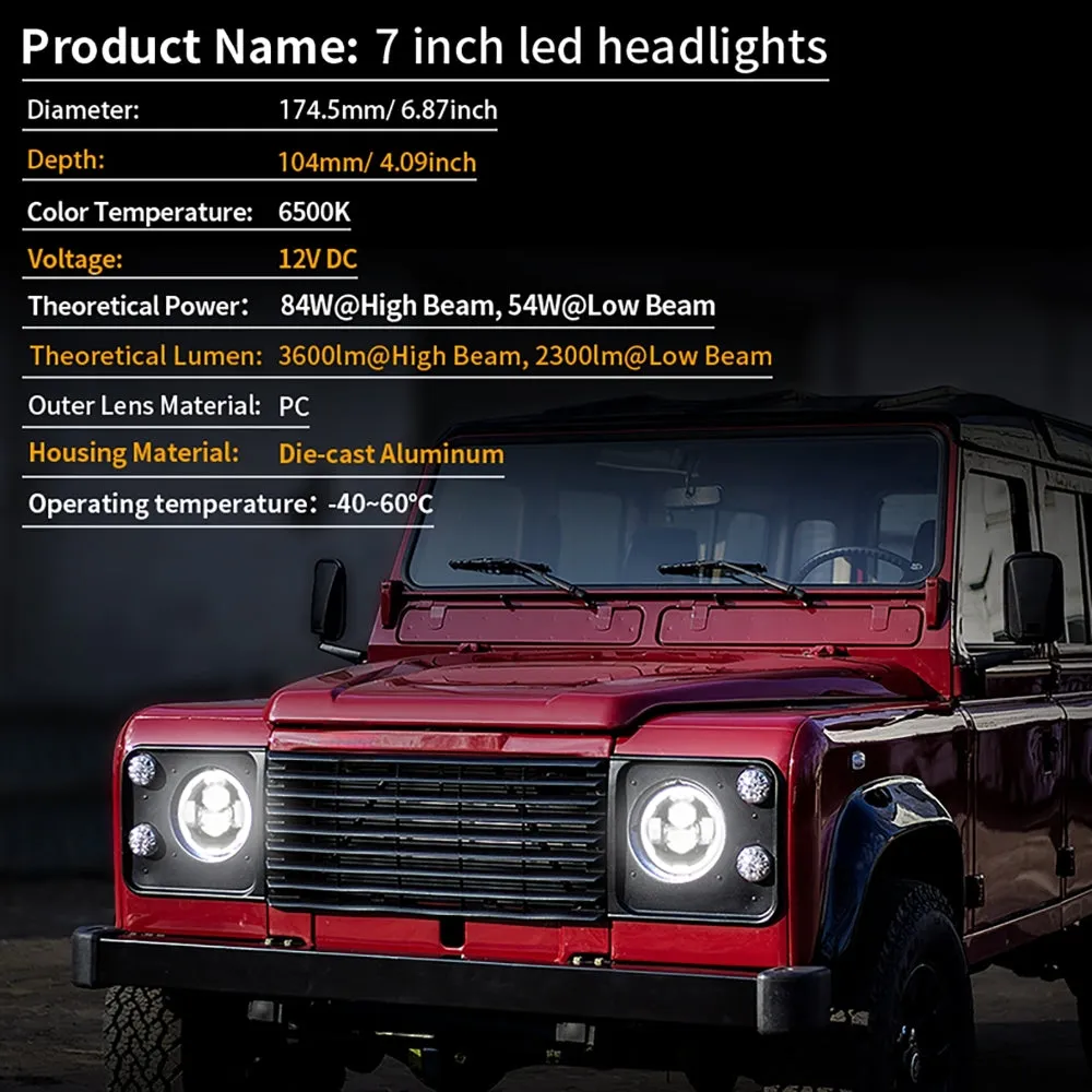 7 Inch LED Headlights with DRL&Turn Signal High Low Beam For Jeep Wrangler JK TJ LJ CJ