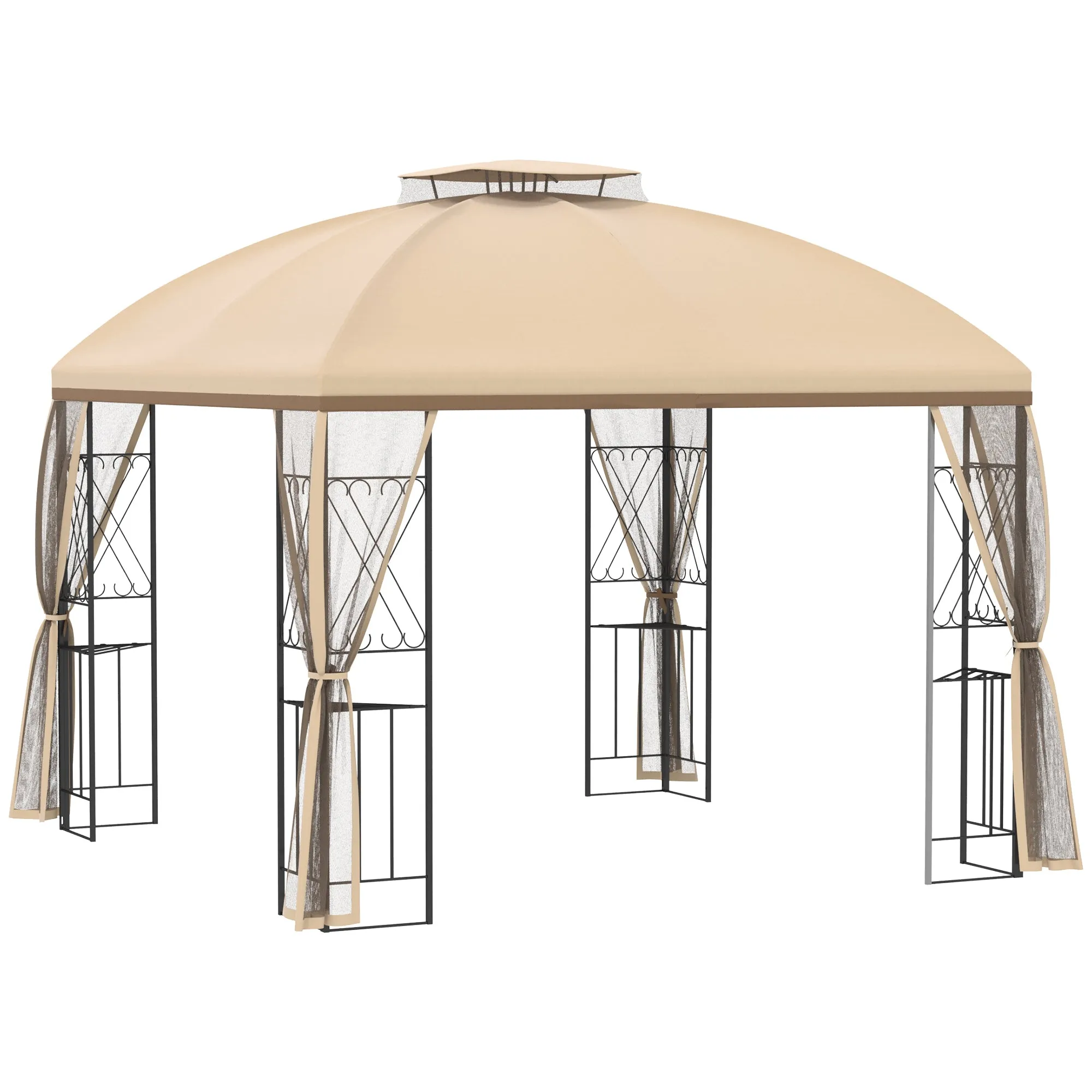 Adel 10 x 10 ft Patio Gazebo with Corner Shelves - Beige