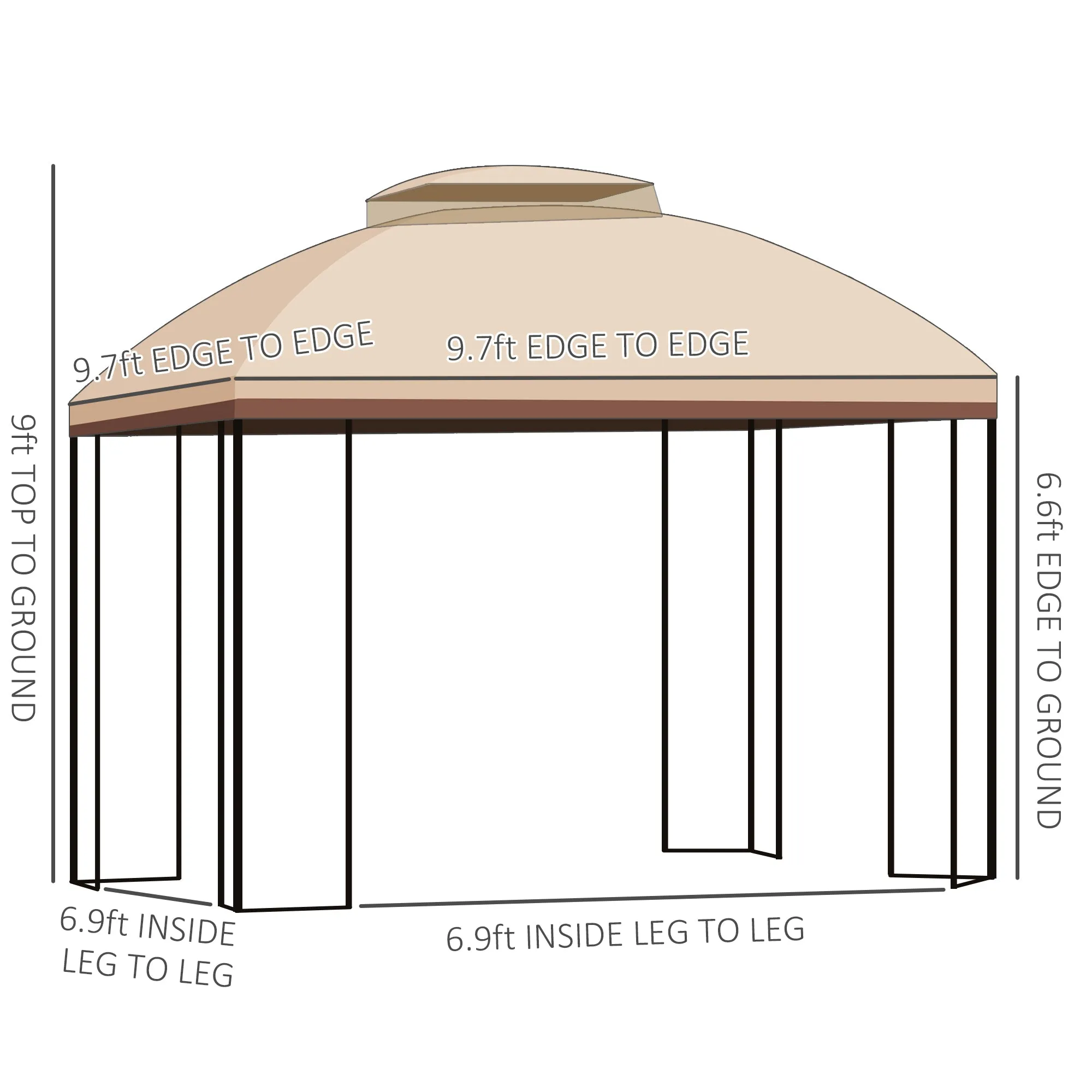 Adel 10 x 10 ft Patio Gazebo with Corner Shelves - Beige