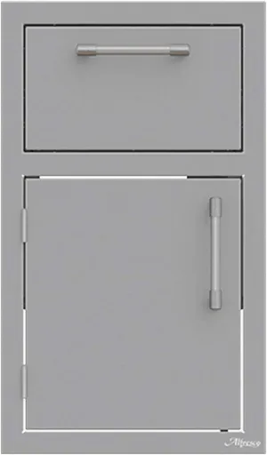 Alfresco 17-Inch Stainless Steel One Drawer with Door Open Right