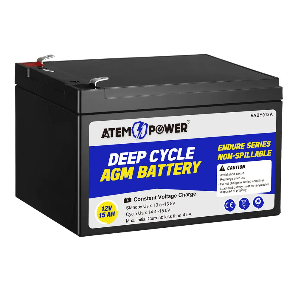 Atem Power 15AH 12V AGM Battery Deep Cycle Camping Marine 4WD Solar SLA Lead Acid