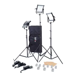 Boling 3x 2220P LED Video & Photography Continuous Portable Lighting Kit (11,400 Lumens at 1M) - Bundle