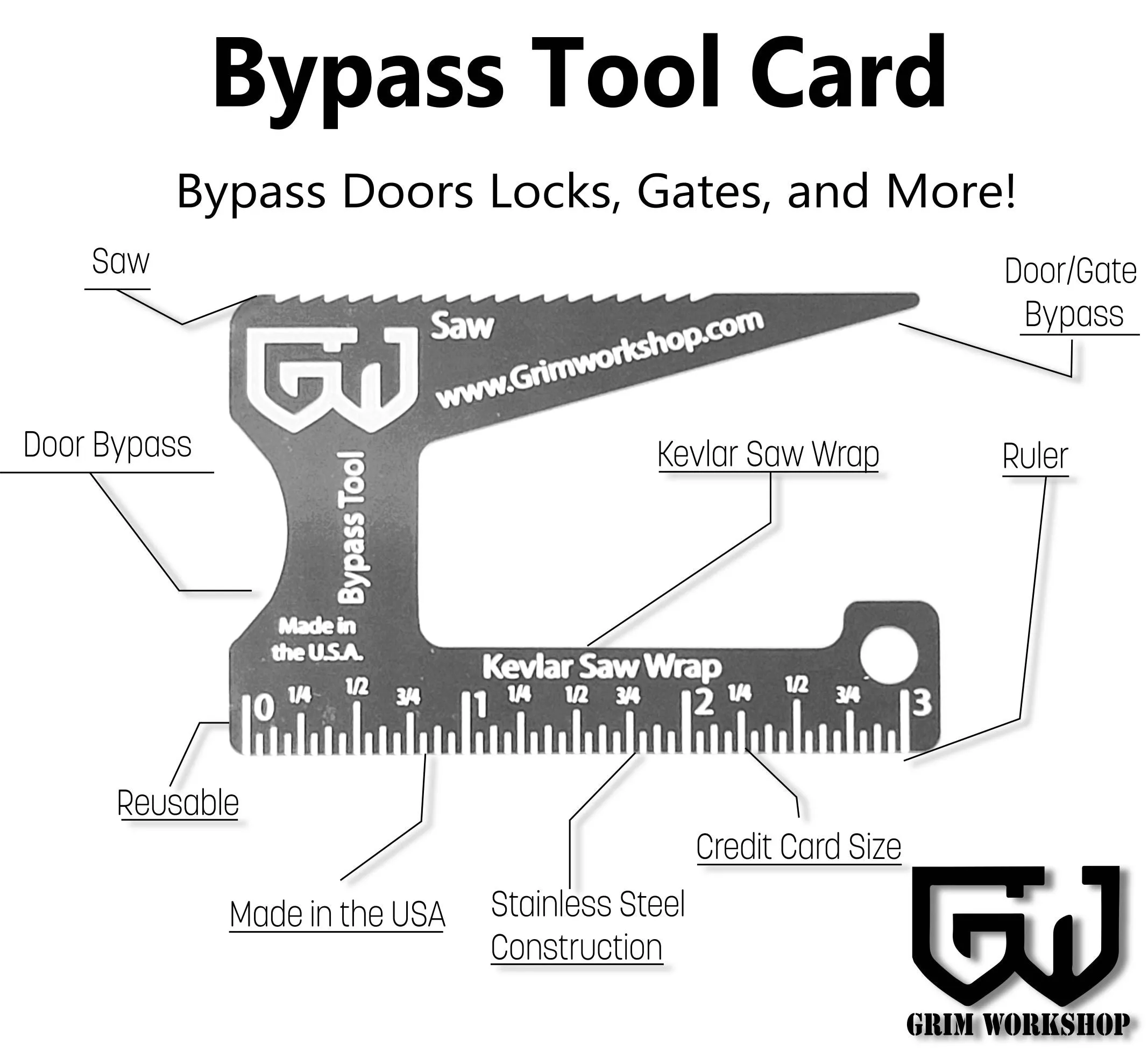 Bypass Card : Gate and Door Lock Bypass Tool Urban Survival Card