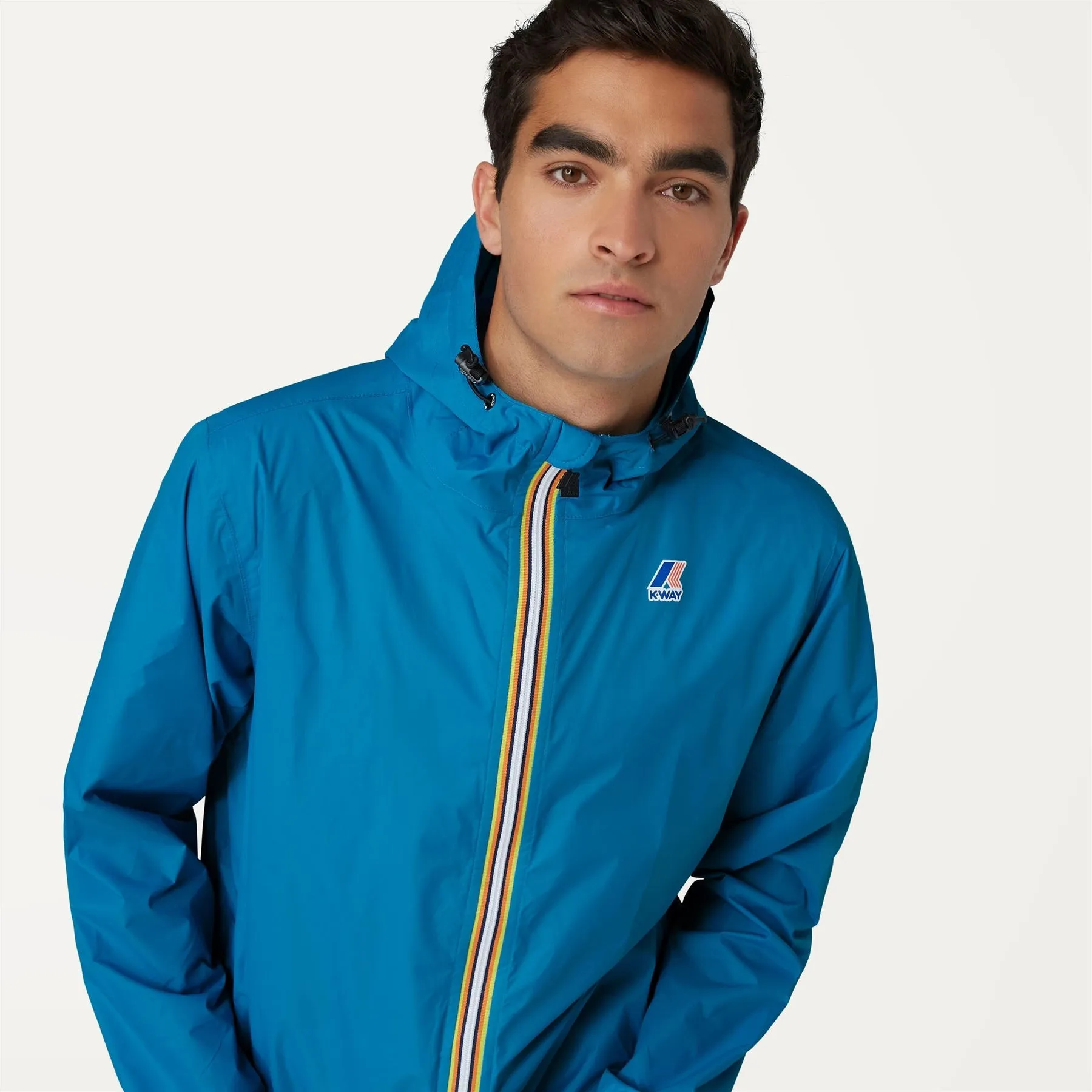 Claude - Unisex Packable Full Zip Waterproof  Rain Jacket in Turquoise Dk