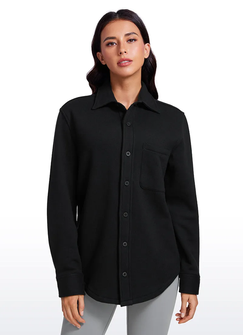 Cotton Fleece Lined Button Down Oversized Jackets