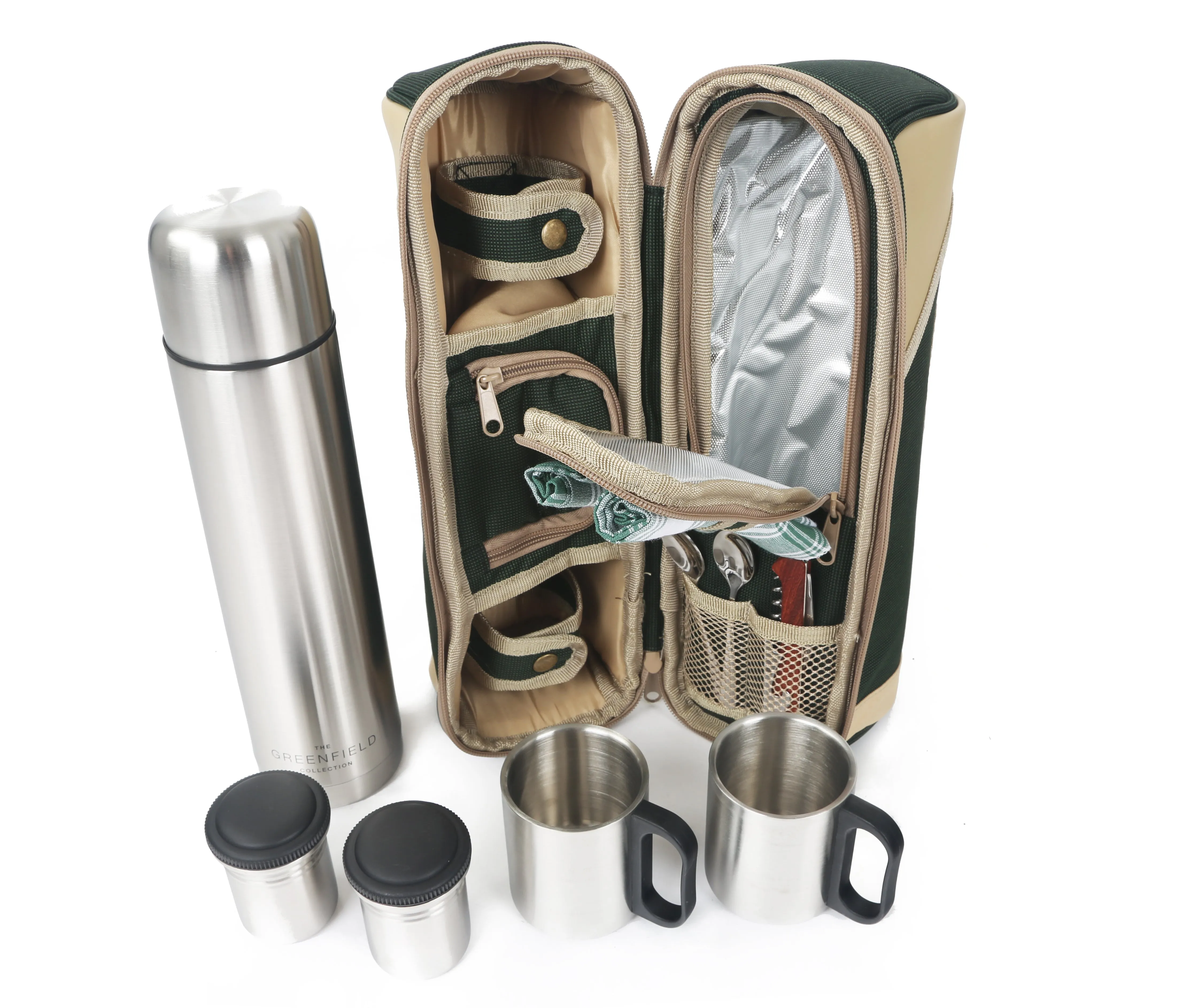 Deluxe Flask & Mug Picnic Set for Two People