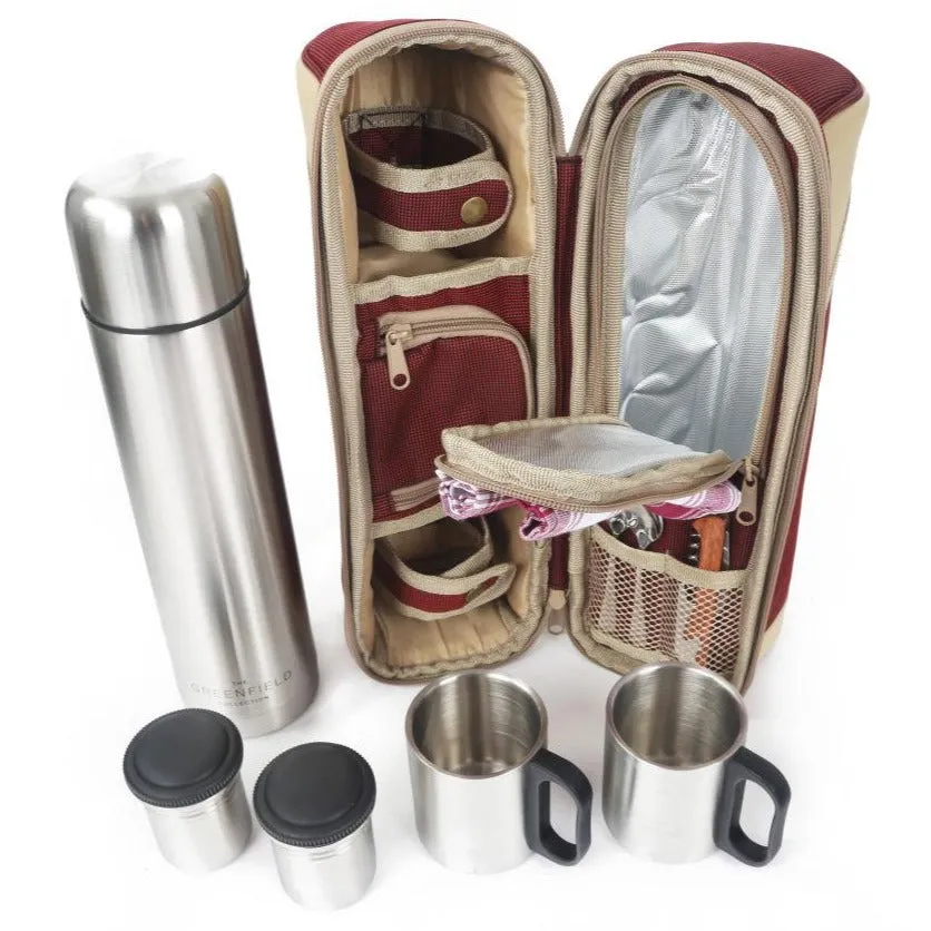 Deluxe Flask & Mug Picnic Set for Two People