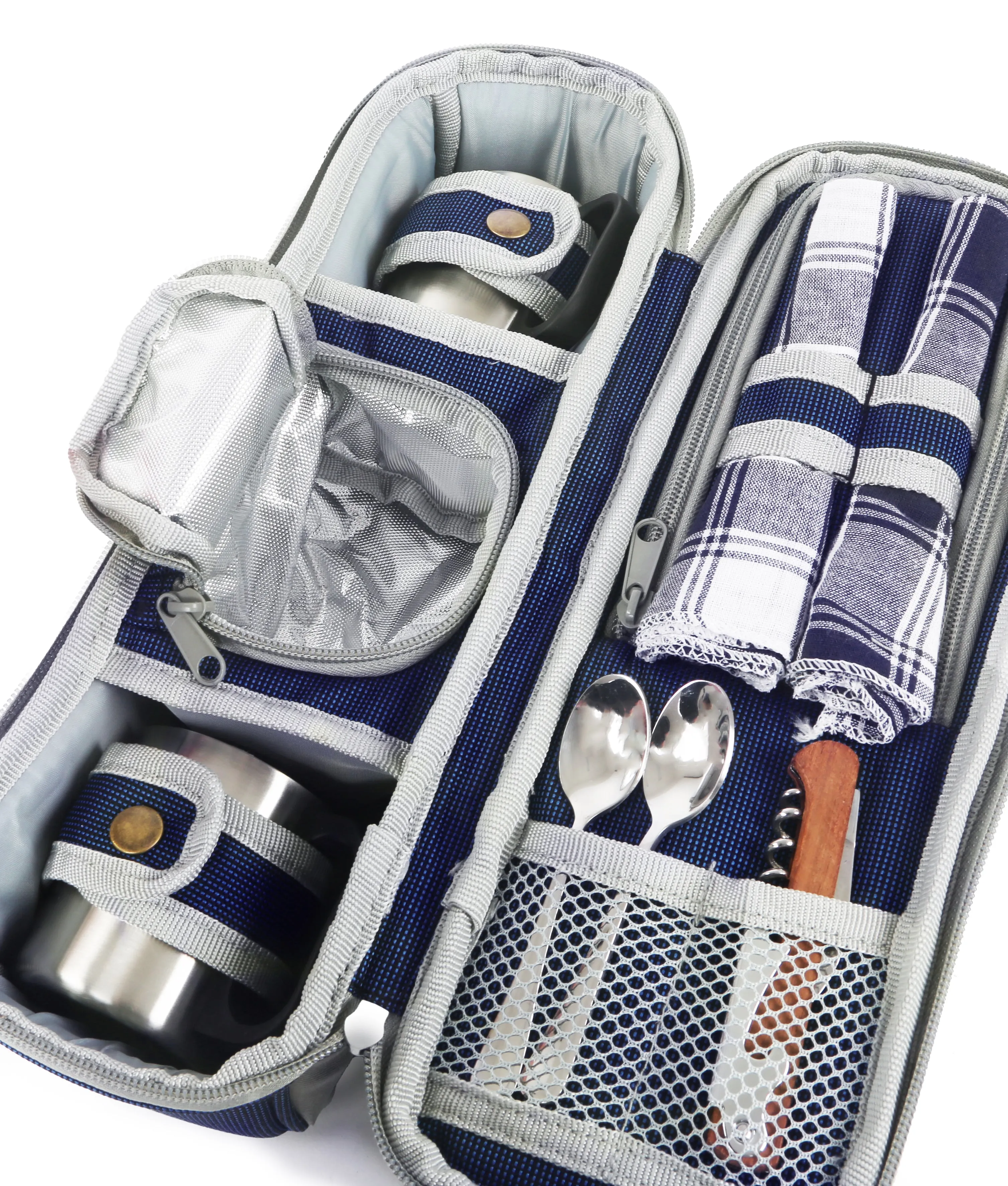 Deluxe Flask & Mug Picnic Set for Two People