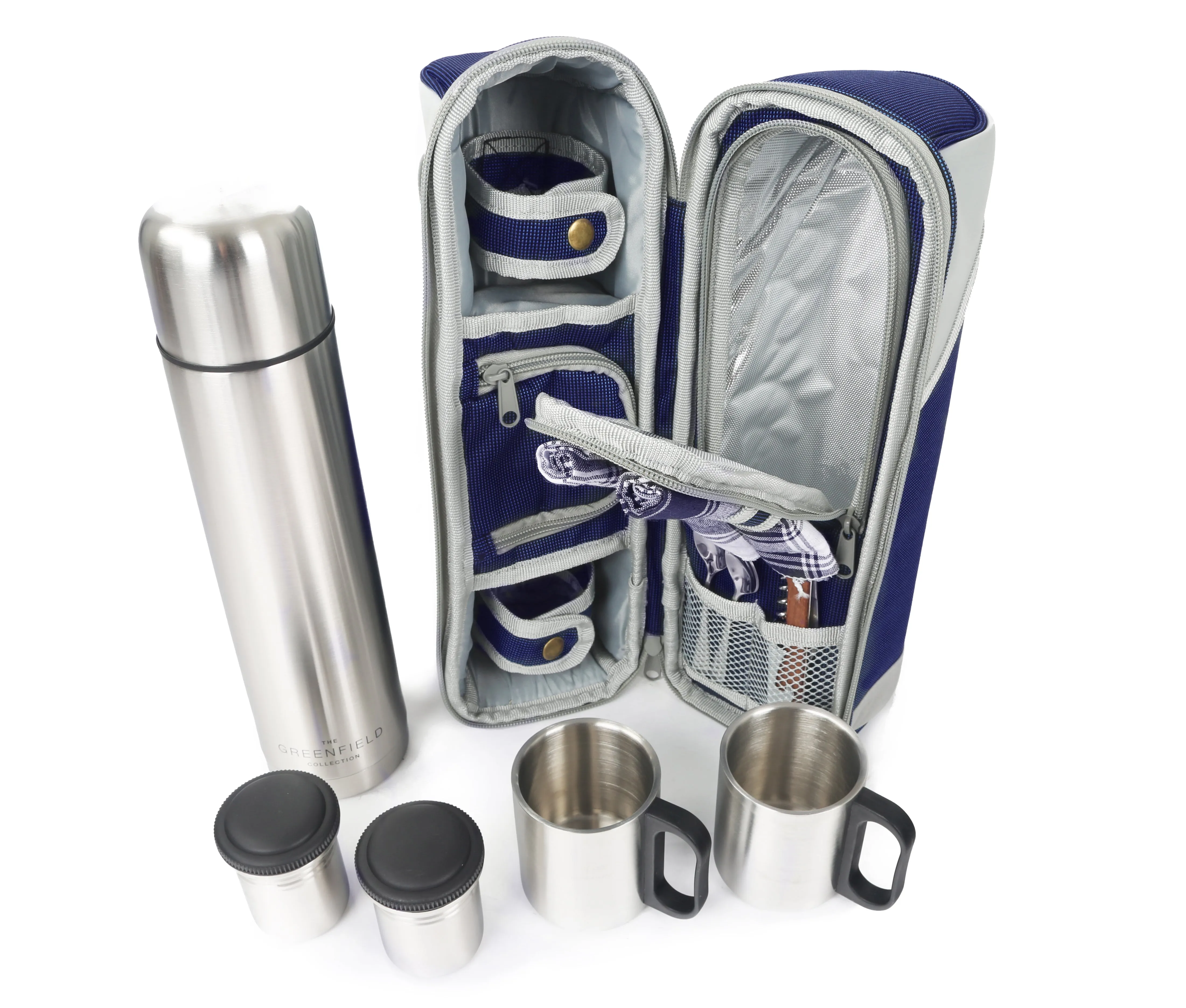 Deluxe Flask & Mug Picnic Set for Two People