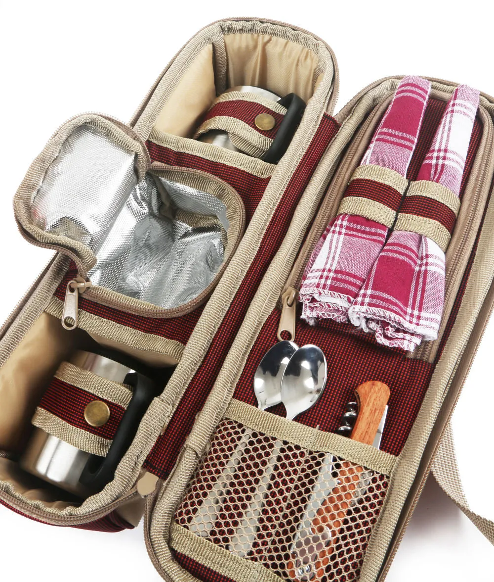 Deluxe Flask & Mug Picnic Set for Two People