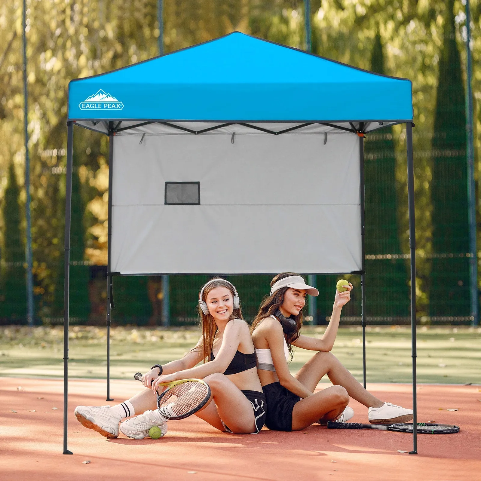 EAGLE PEAK Instant Pop Up Canopy with Adjustable Sun Wall 6x4 ft, Straight Lightweight Compact Portable Tent with Carry Bag