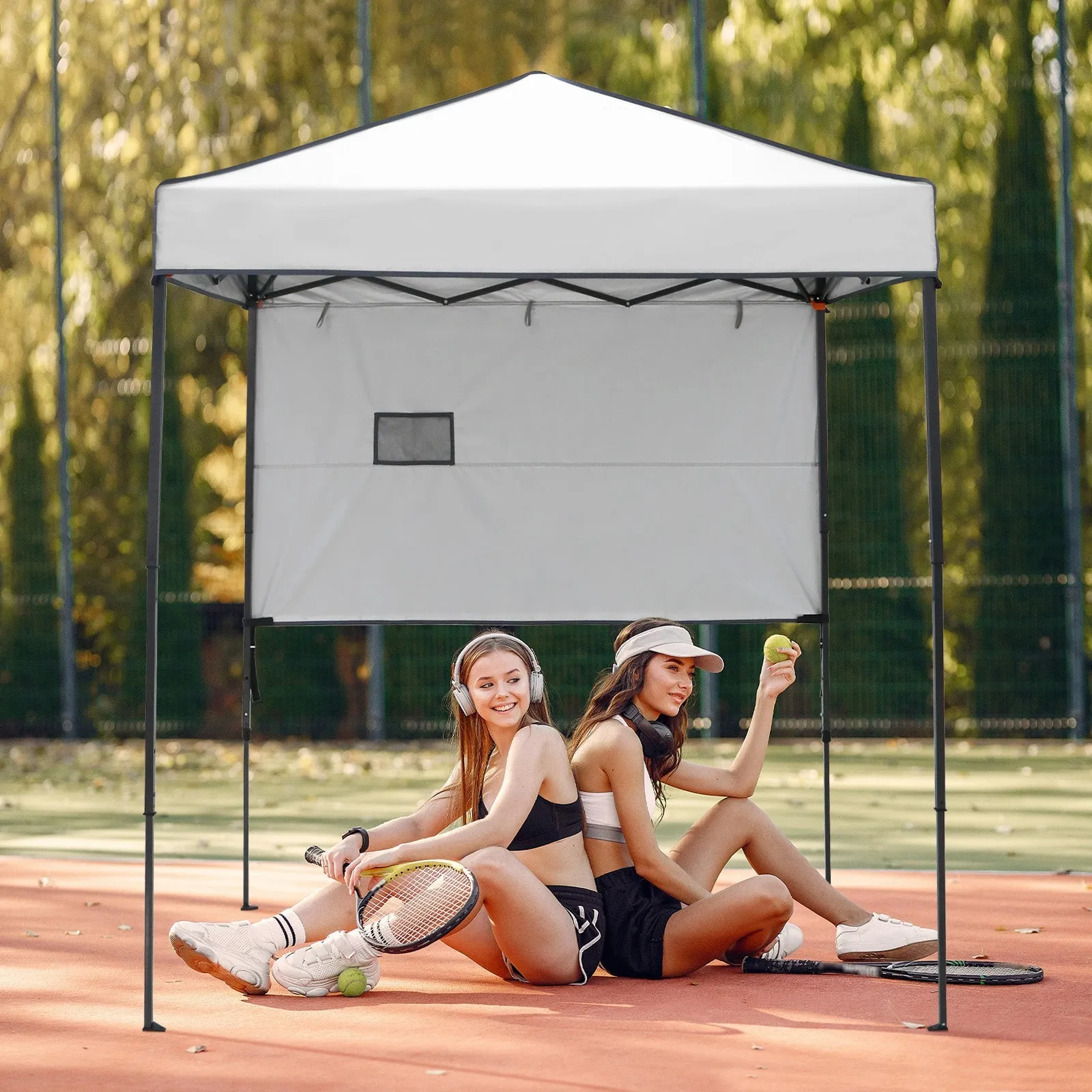 EAGLE PEAK Instant Pop Up Canopy with Adjustable Sun Wall 6x4 ft, Straight Lightweight Compact Portable Tent with Carry Bag