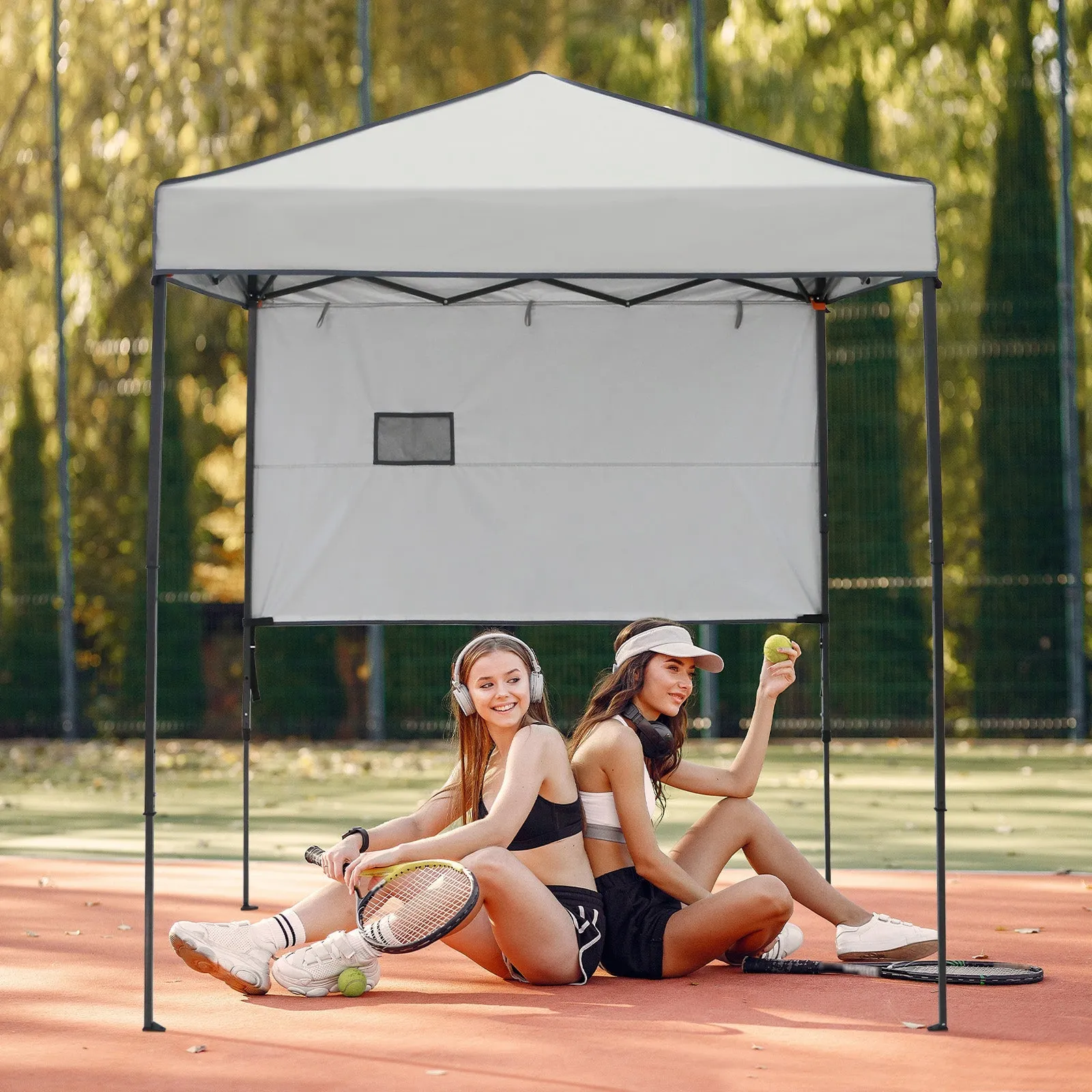 EAGLE PEAK Instant Pop Up Canopy with Adjustable Sun Wall 6x4 ft, Straight Lightweight Compact Portable Tent with Carry Bag