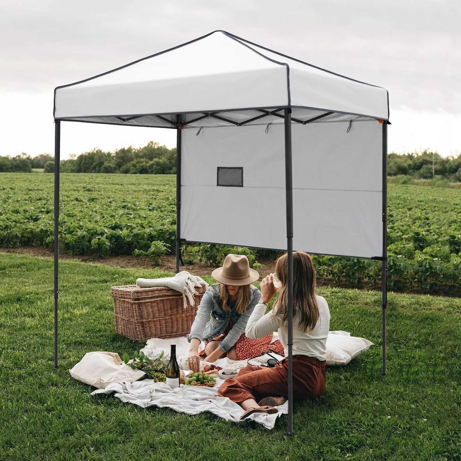 EAGLE PEAK Instant Pop Up Canopy with Adjustable Sun Wall 6x4 ft, Straight Lightweight Compact Portable Tent with Carry Bag