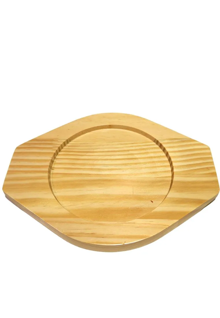 Edge Round Sizzling Plate with Wood Holder (KW128)