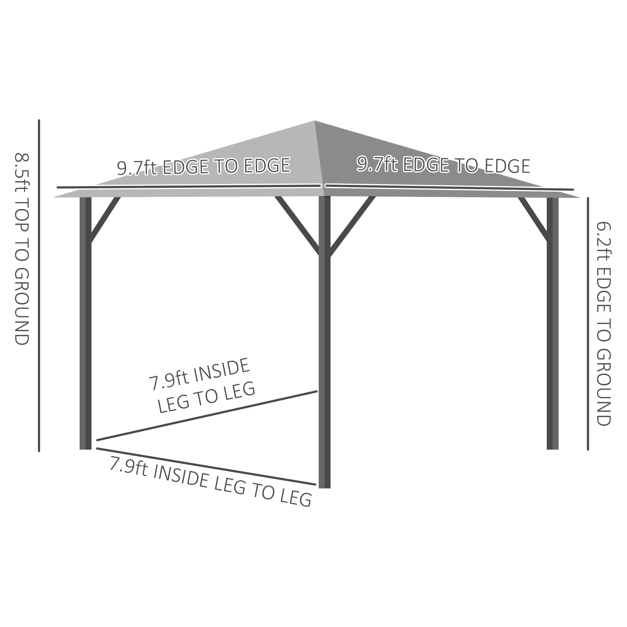 Enola 10 x 10 ft Patio Gazebo Aluminum Frame - Gray