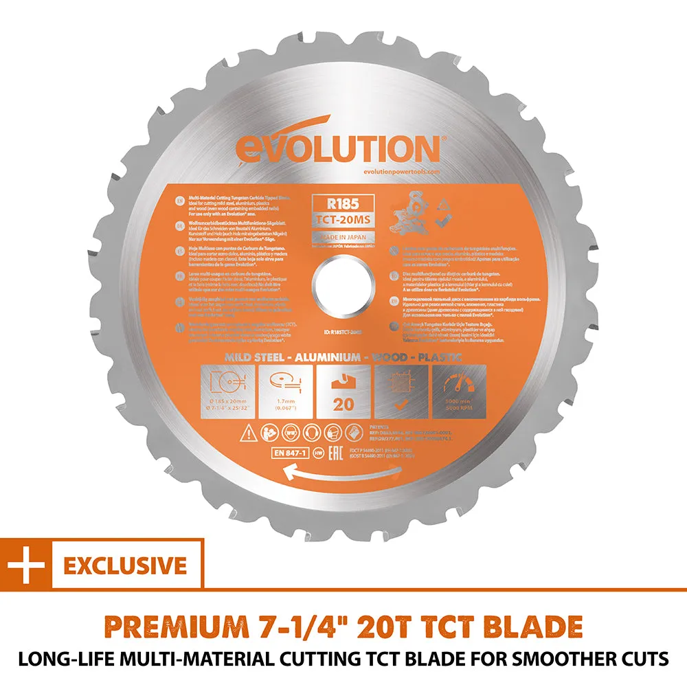 Evolution R185SMS : Single Bevel Sliding Miter Saw With 7-1/4 in. Multi-Material Cutting Blade