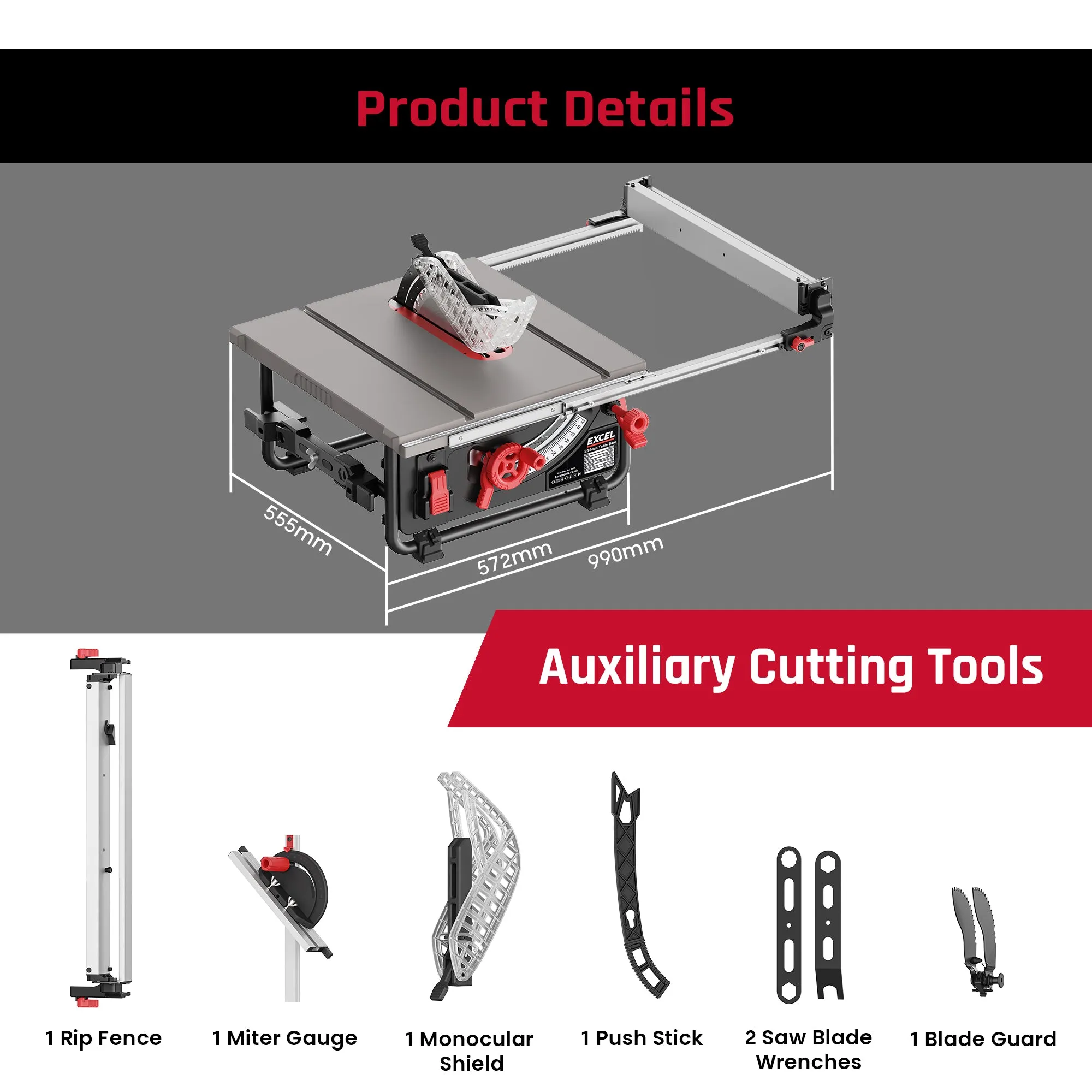 Excel 254mm Portable Table Saw 240V/1800W