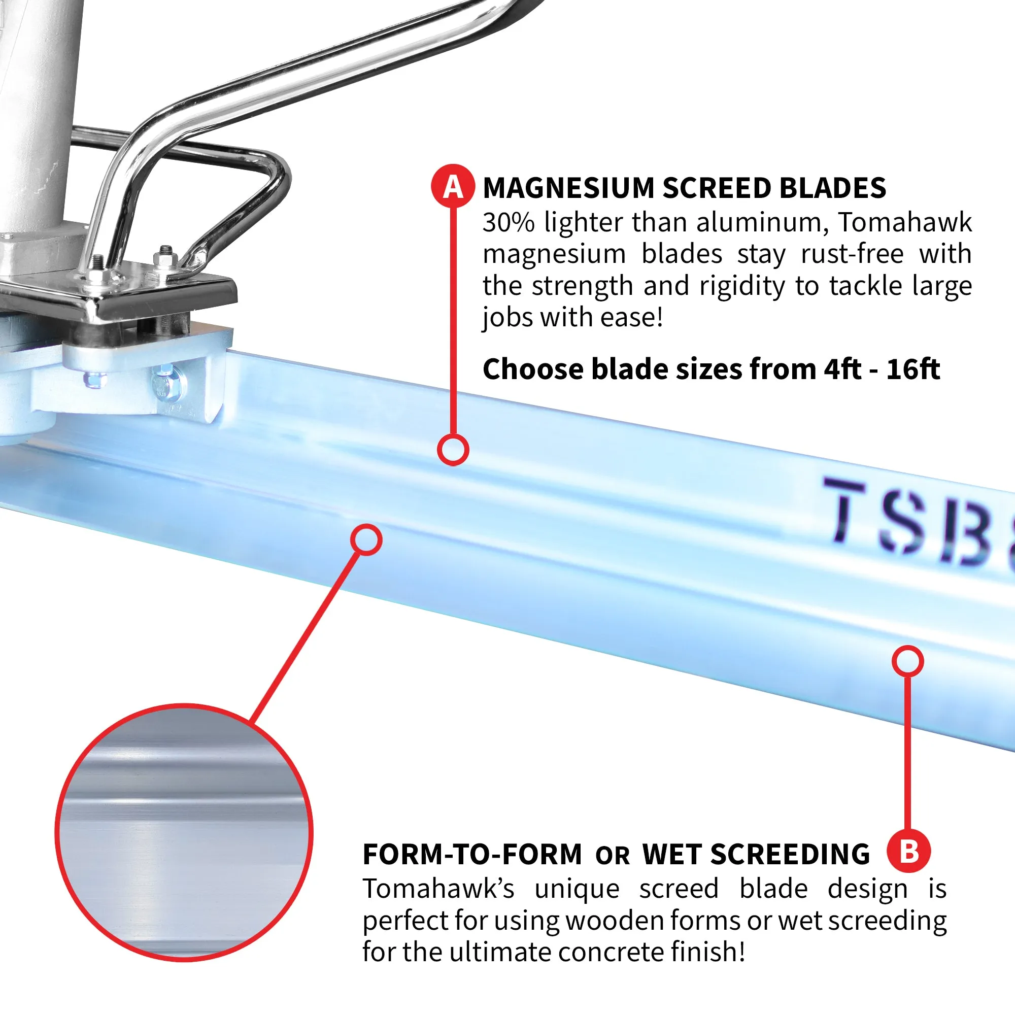 Factory Reconditioned Honda Power Screed Single Magnesium Blade Bundle (Choose 4ft, 6ft, 8ft, 10ft, 12ft, 14ft)