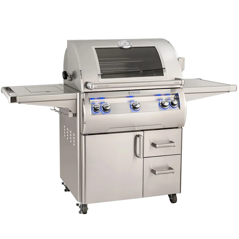 Fire Magic E660s Echelon Diamond 30-Inch Freestanding Gas Grill w/ Rotisserie, Single Side Burner & Magic Window