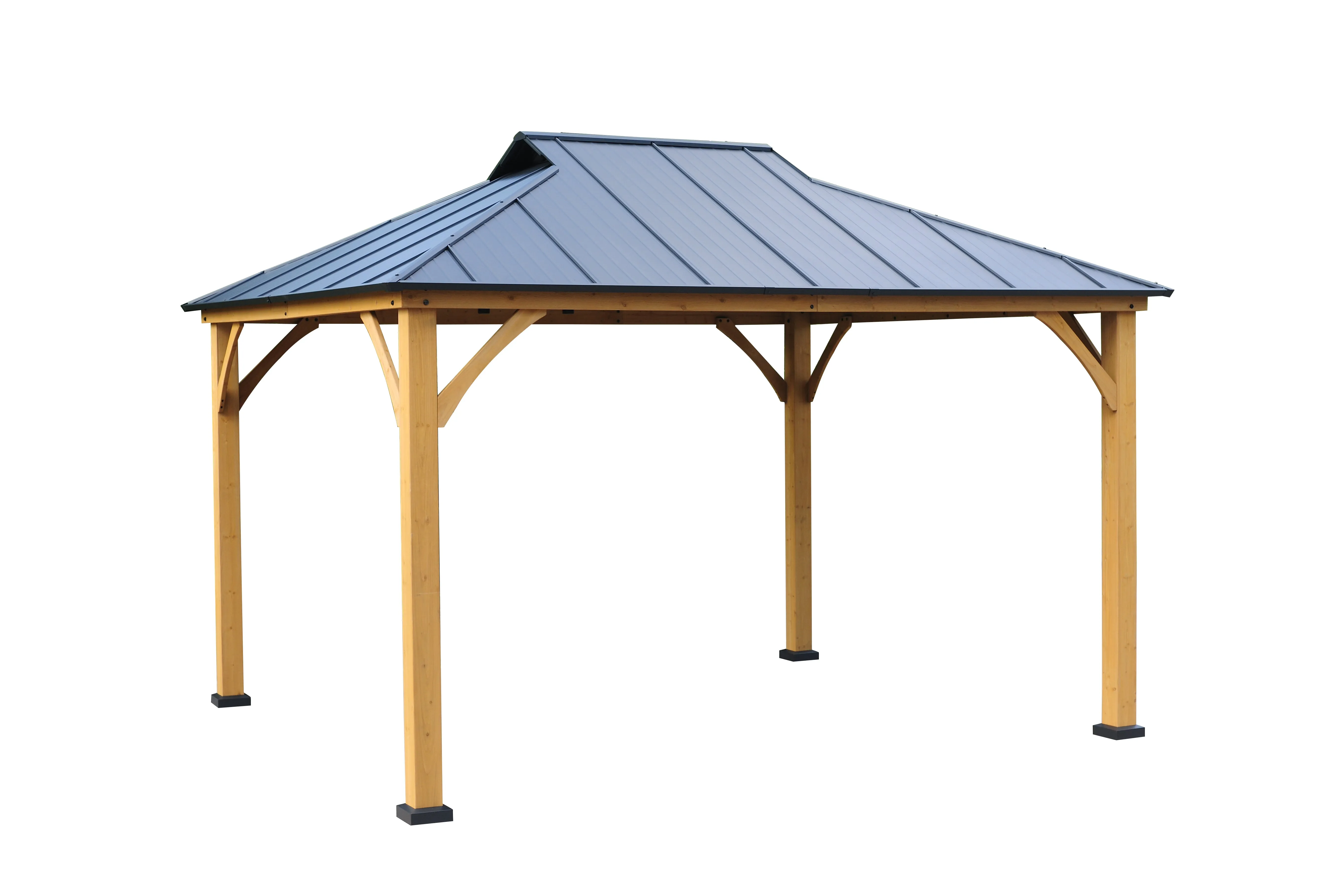 GazeboMate Adventure 3.66x4.28M Galvanized Steel & Cedar Wood Gazebo