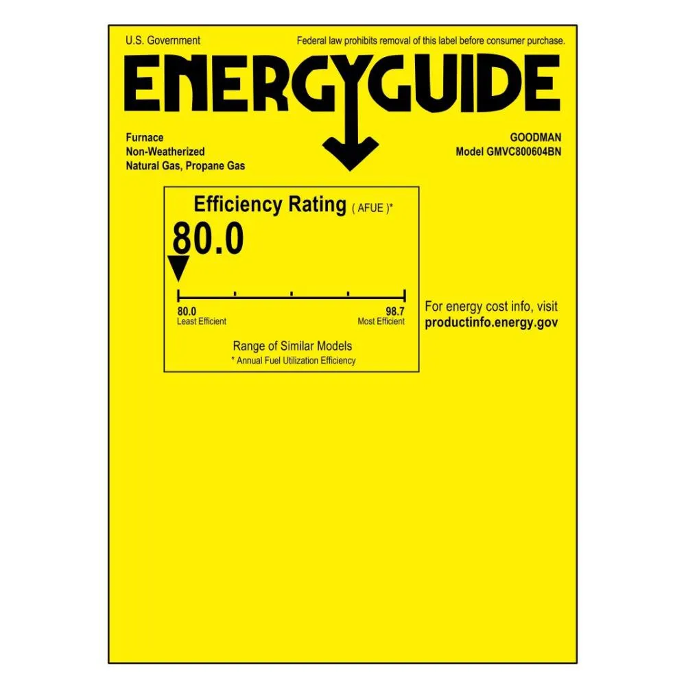 Goodman 60,000 BTU 80% Efficiency 2-Stage Gas Furnace - Upflow/Horizontal