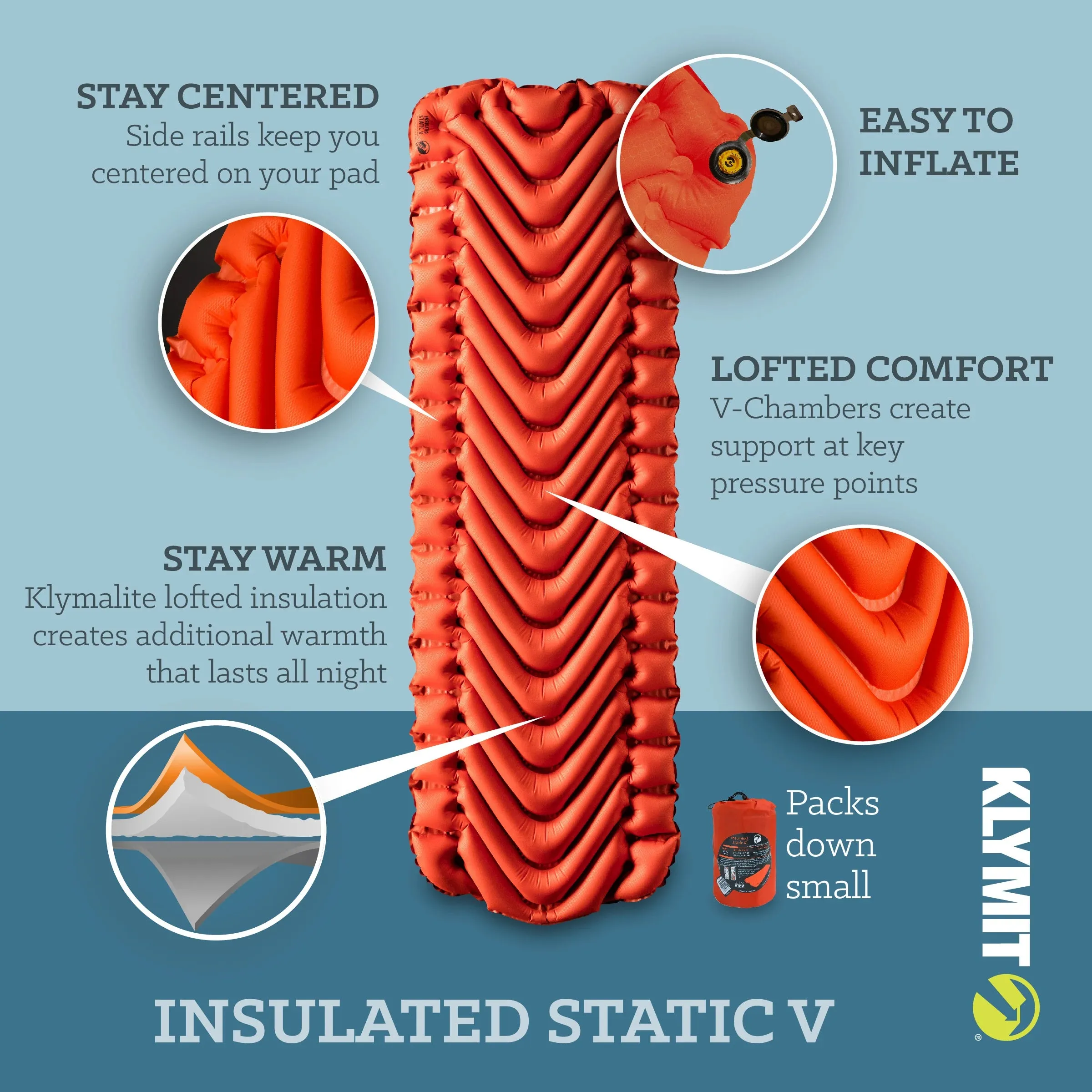 Insulated Static V Sleeping Pad - Orange