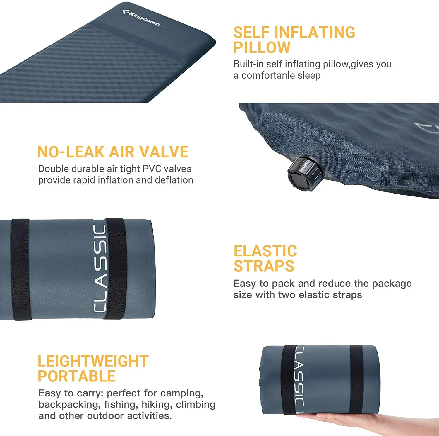 KingCamp Self-Inflating Sleeping Pads with Pillow