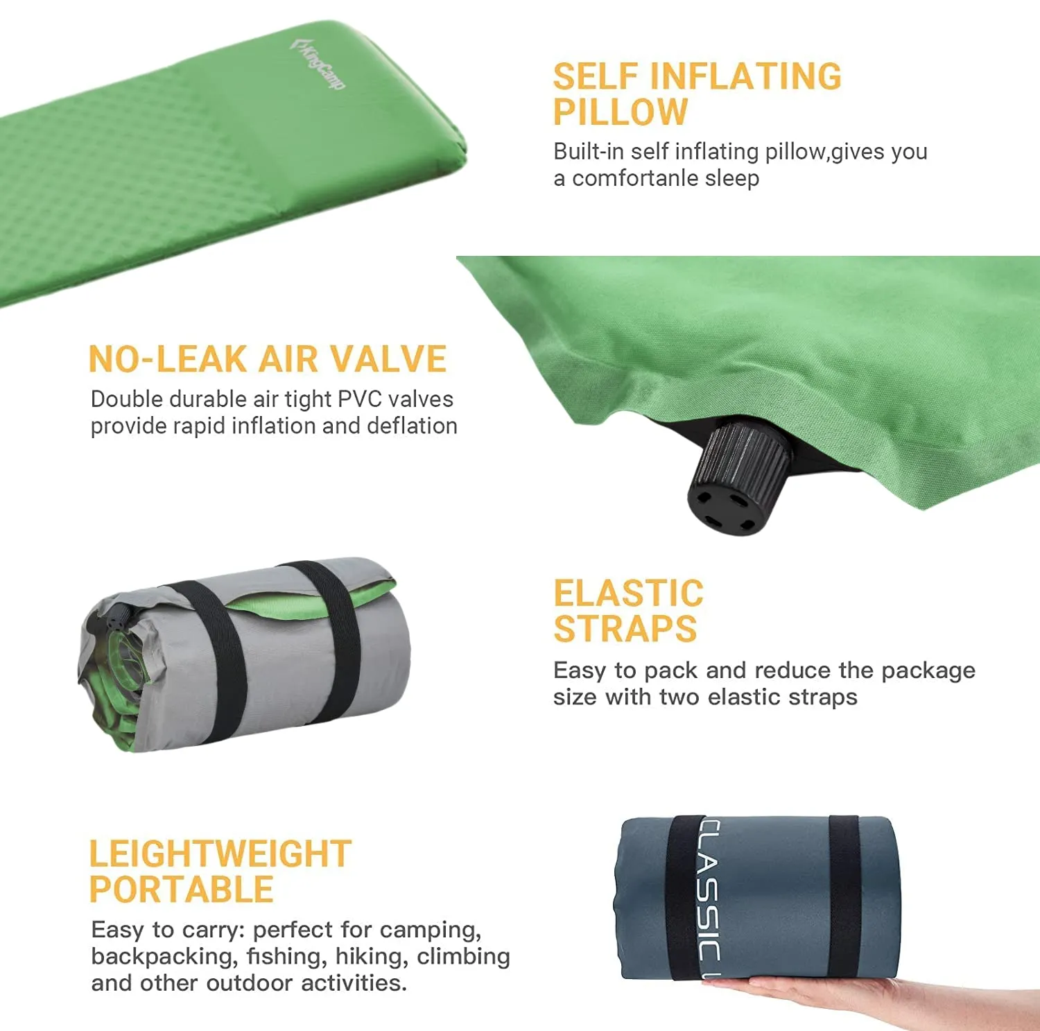 KingCamp Self-Inflating Sleeping Pads with Pillow