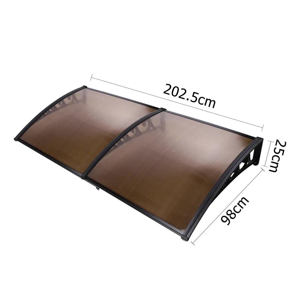 Outdoor DIY Door Window Awning French Style Cafe Canopy Sun Shield Rain Cover Brown 1 x 2m