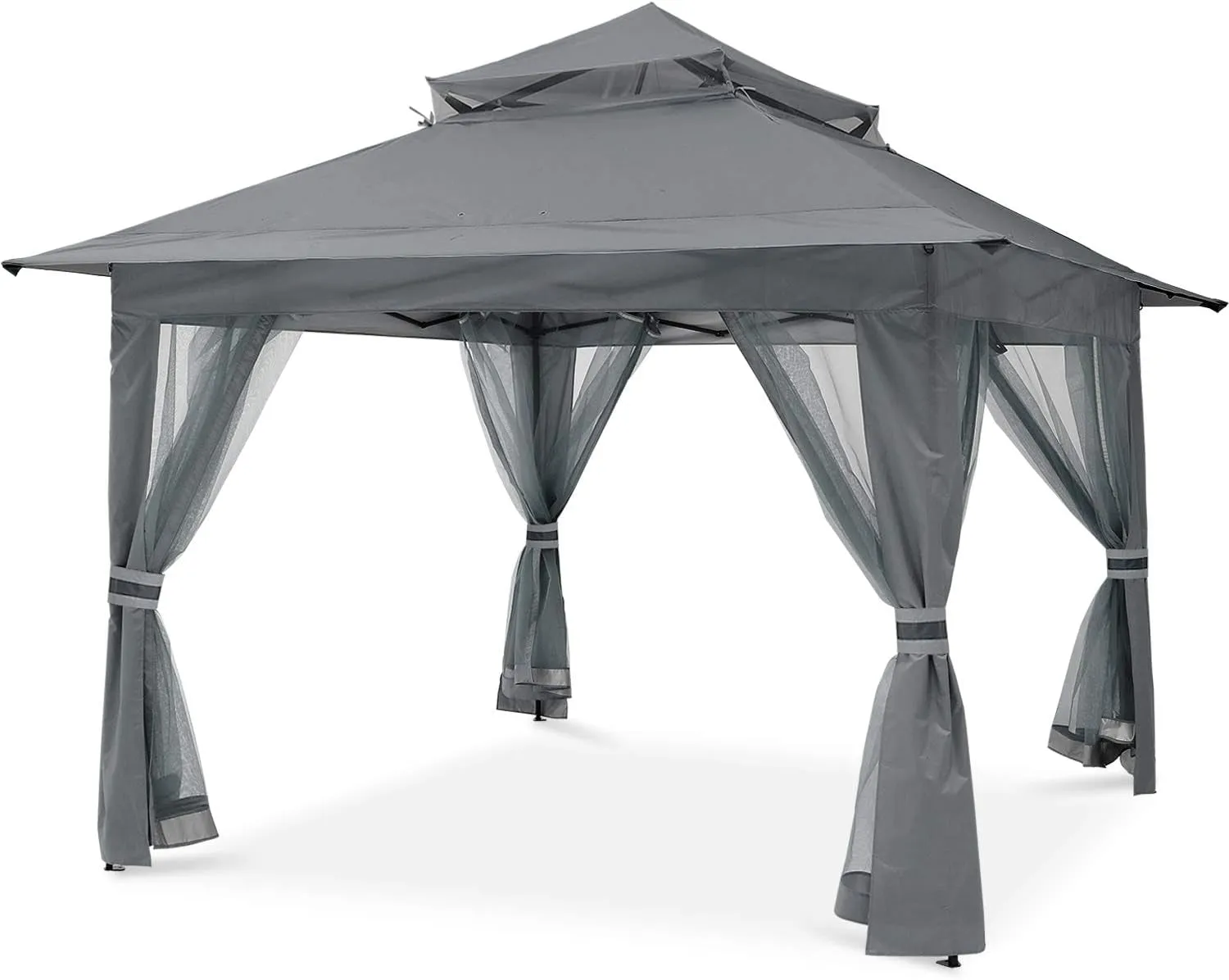 Patio Gazebo Outdoor Pop up Gazebo with Mesh Walls (13X13 Dark Gray)