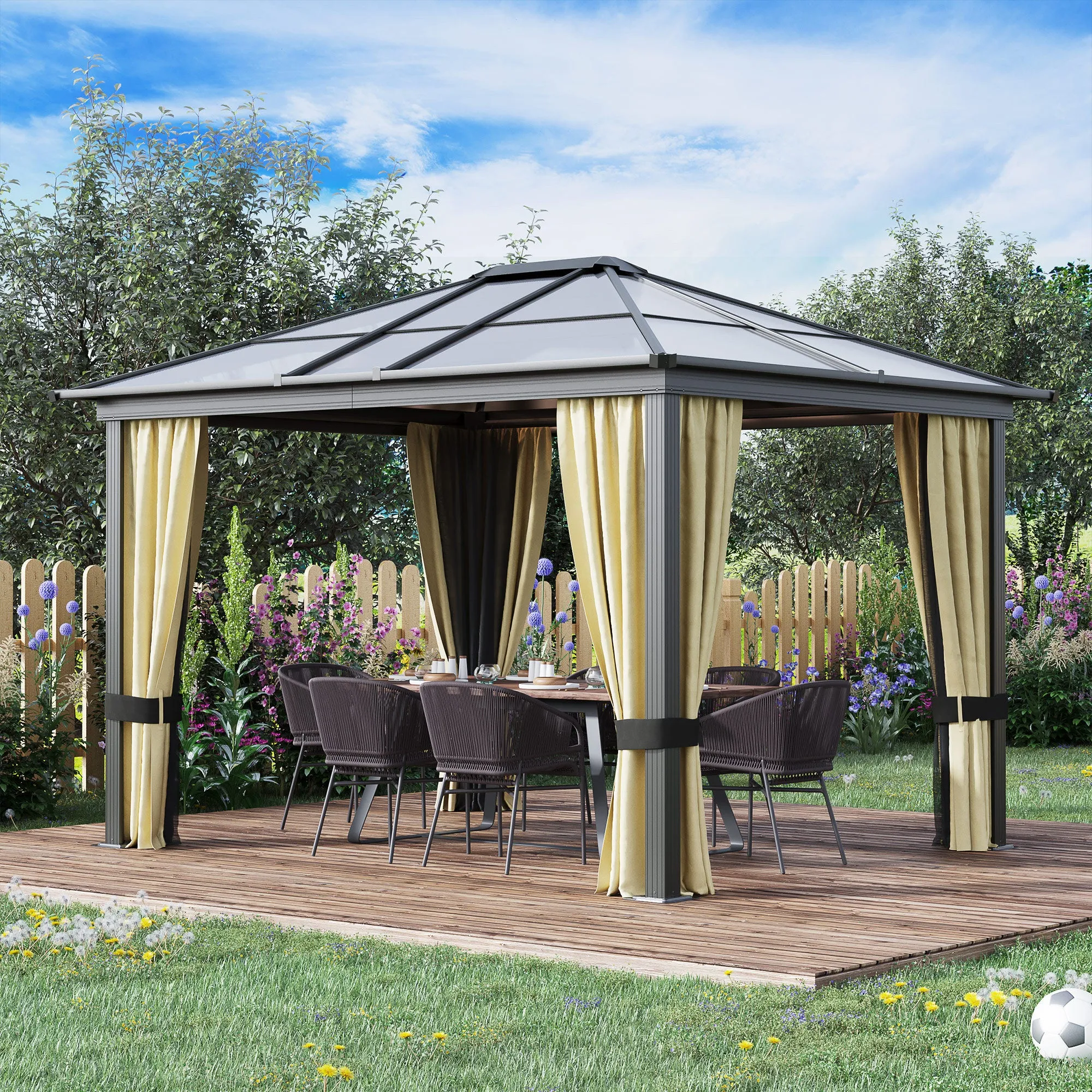 Romo 10 x 12 ft Hardtop Patio Gazebo Aluminum Frame - Beige