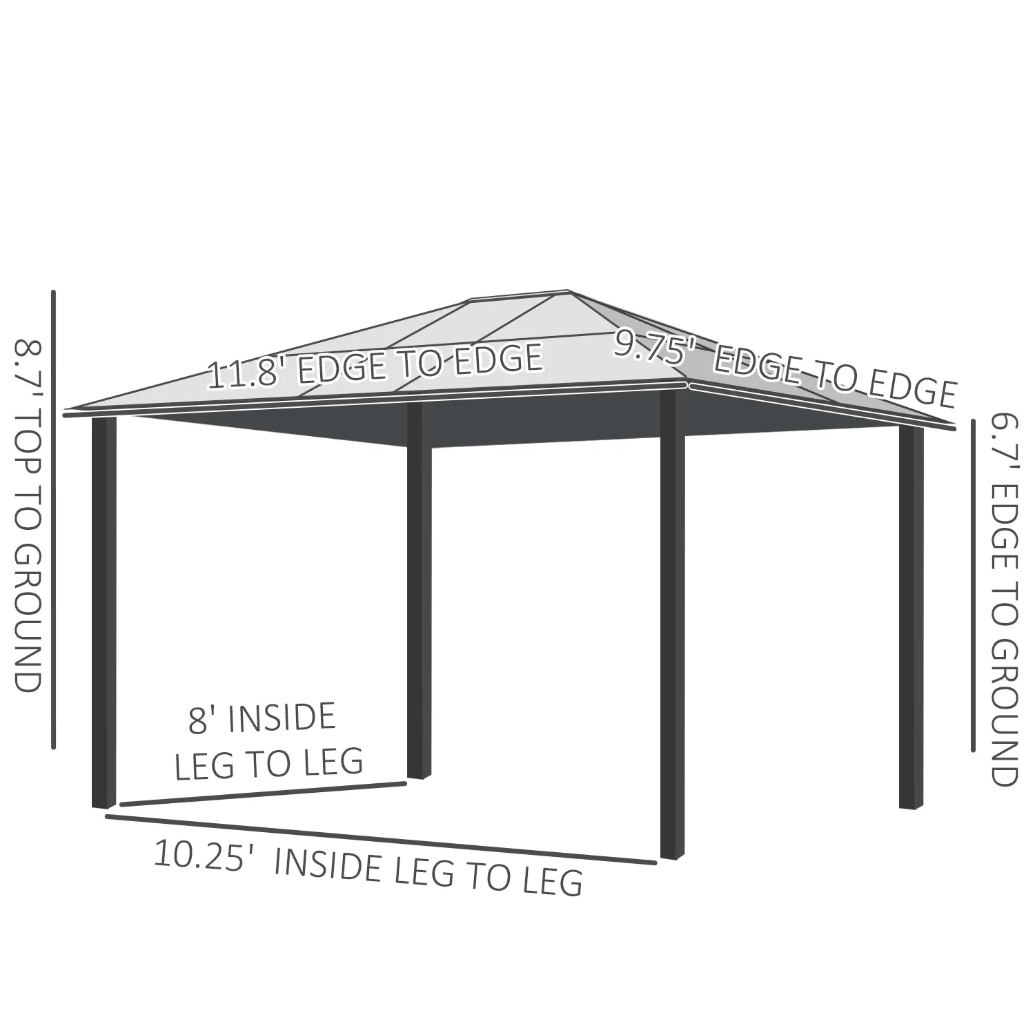 Romo 10 x 12 ft Hardtop Patio Gazebo Aluminum Frame - Beige