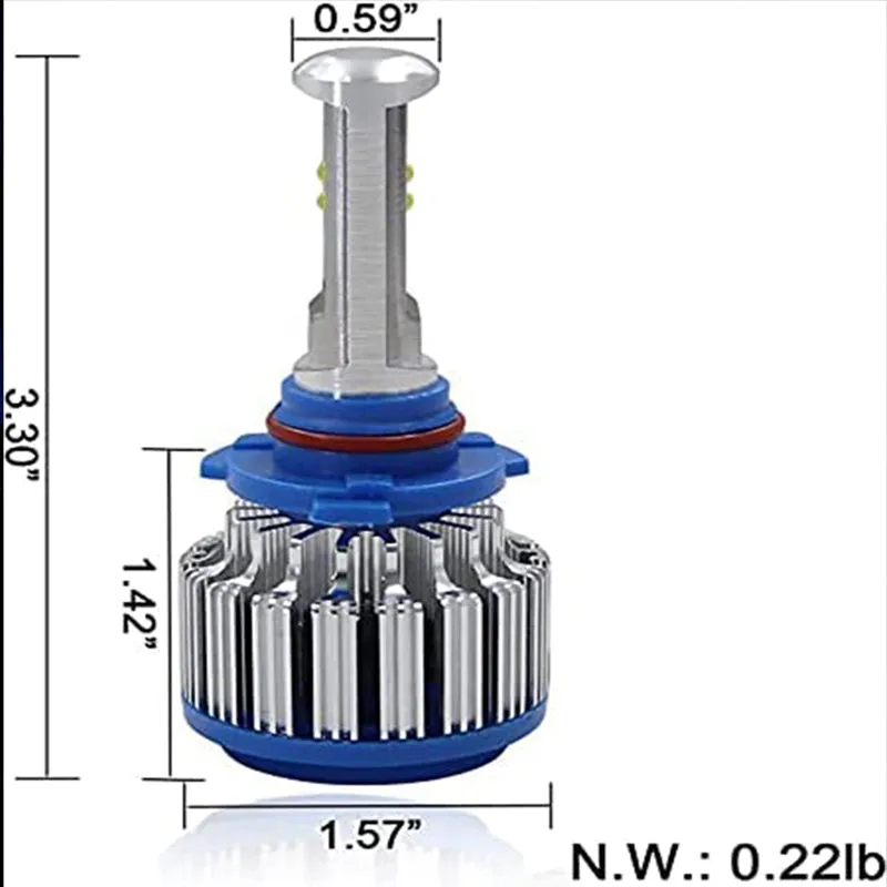 T1 9005/HB3 7200LM 6000K LED Headlight Bulbs Bright White