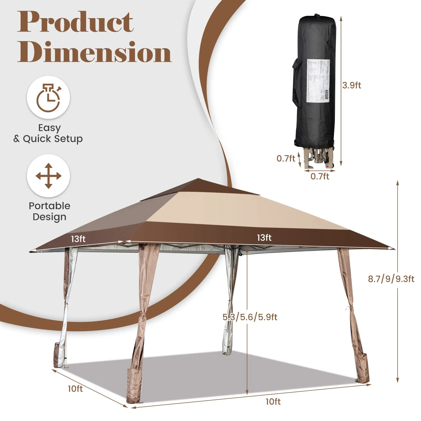 Tangkula 13x13 Ft Pop Up Gazebo