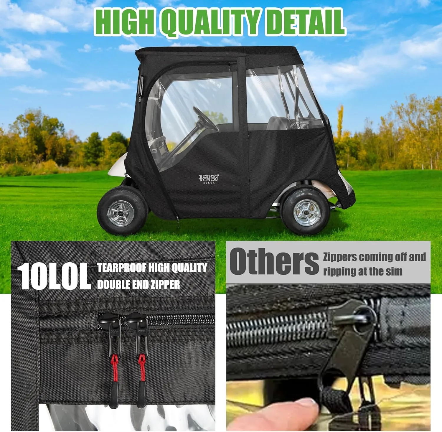 Waterproof Portable Golf Cart Enclosure for EZGO TXT RXV - 10L0L