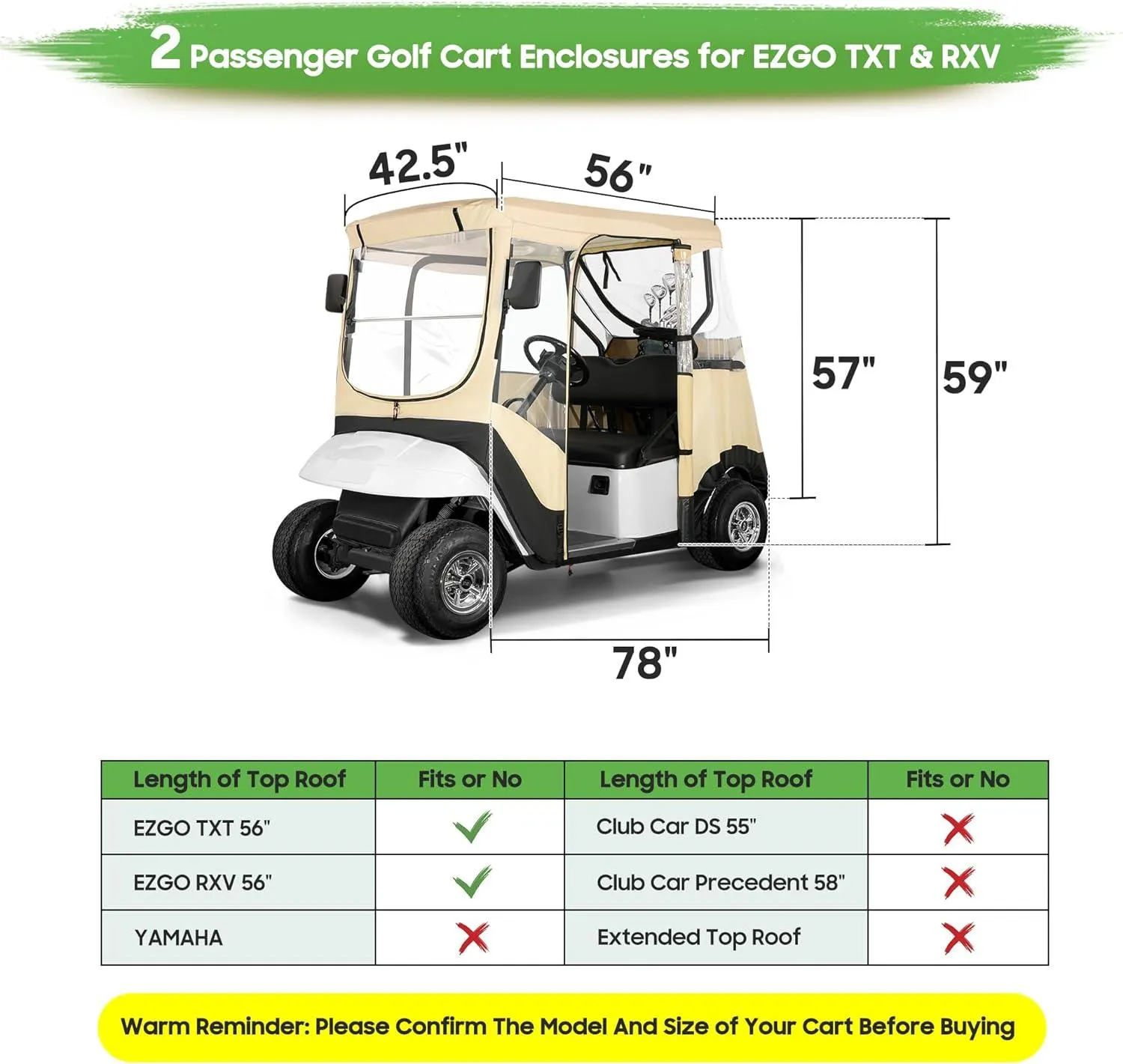 Waterproof Portable Golf Cart Enclosure for EZGO TXT RXV - 10L0L