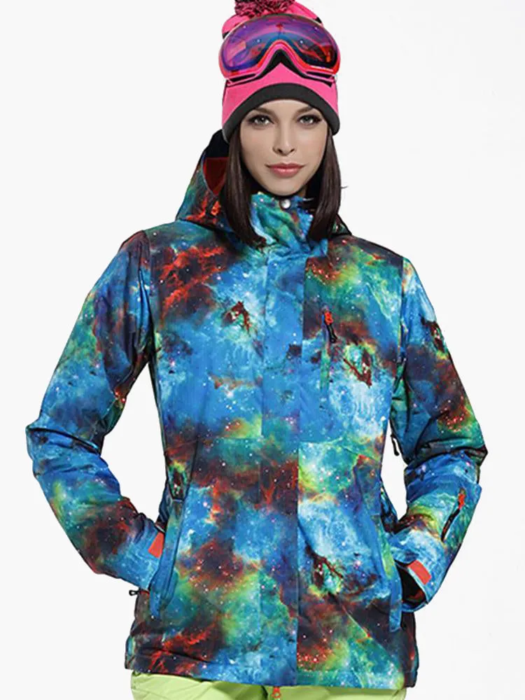 Women's Thermal Warm Waterproof Windproof Colorful Ski Jacket