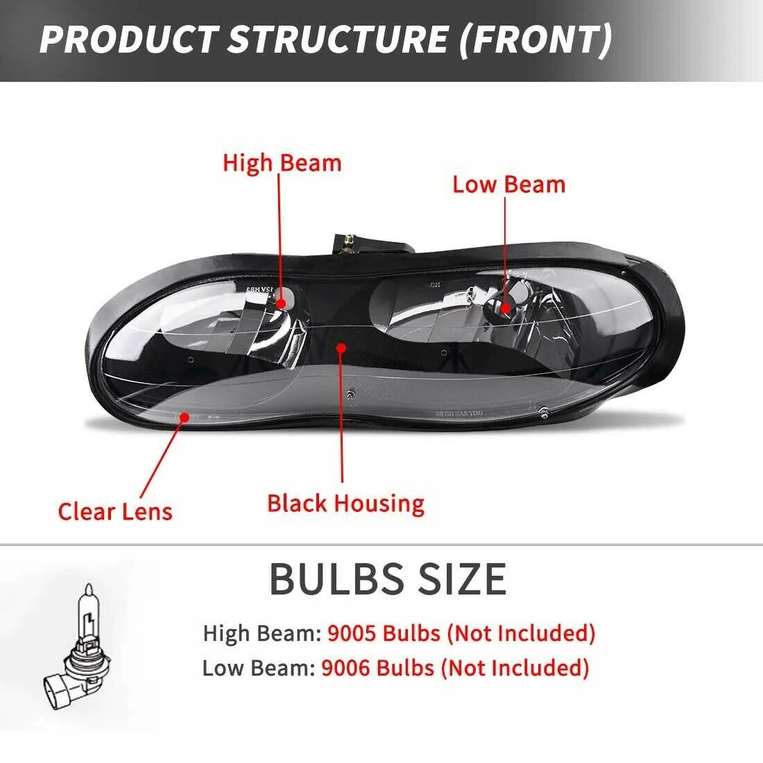YITAMOTOR® 1998-2002 Chevy Camaro Headlight Assembly Headlamps